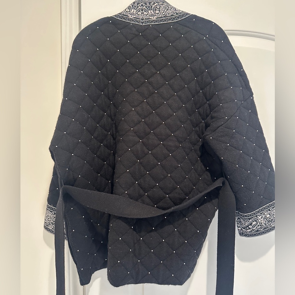 Maje Quilted Studded Paisley-Print Knitted Jacket - Picture 5 of 6
